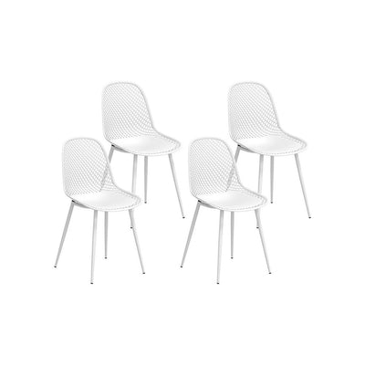 NNEDSZ Gardeon 4PC Outdoor Dining Chairs PP Lounge Chair Patio Garden Furniture White-0