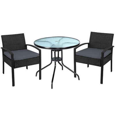 NNEDSZ Furniture Dining Chairs Wicker Garden Patio Cushion Black 3PCS Sofa Set Tea Coffee Cafe Bar Set-0