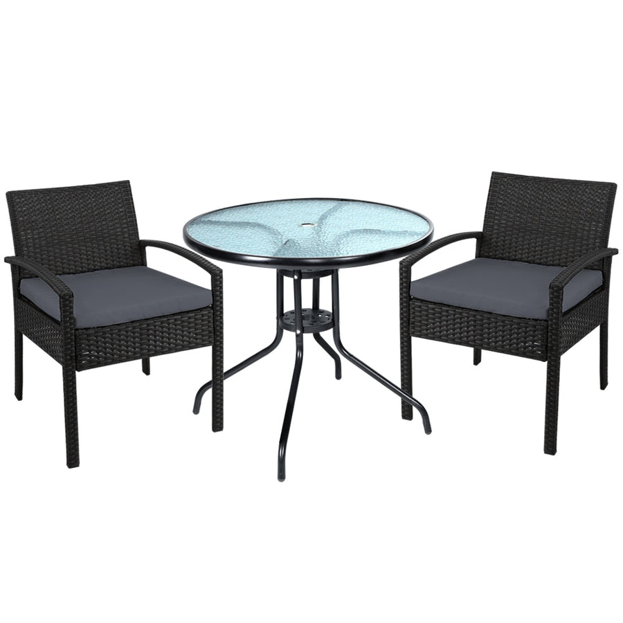 NNEDSZ Furniture Dining Chairs Wicker Garden Patio Cushion Black 3PCS Sofa Set Tea Coffee Cafe Bar Set-0