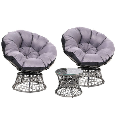 NNEDSZ Papasan Chair and Side Table Set- Grey-0