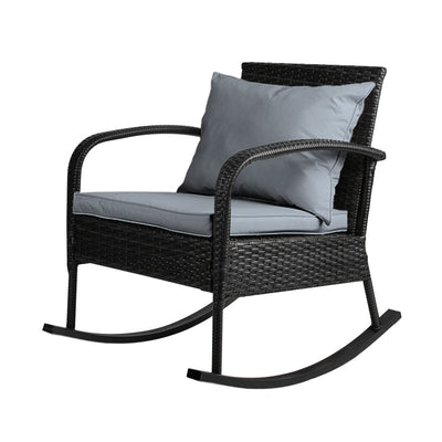 NNEDSZ Furniture Rocking Chair Wicker Garden Patio Lounge Setting Black-0