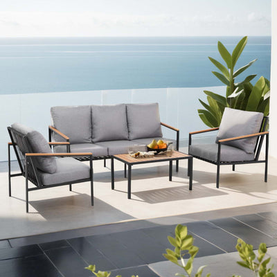 NNEDSZ Gardeon 5 Seater Outdoor Sofa Set 4PCS Table Chair Garden Bench Patio Furniture-0