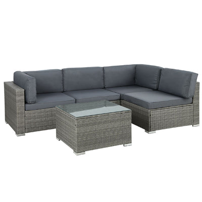 NNEDSZ 5-Piece Outdoor Furniture Sofa Set Wicker Lounge Setting Table Chairs-0