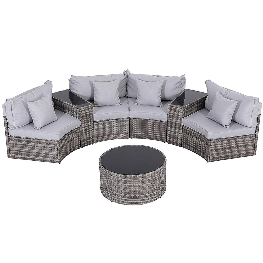 Gardeon 4 Seater Outdoor Sofa Set 7PCS Table Chair Set Garden Rattan Patio Furniture-0