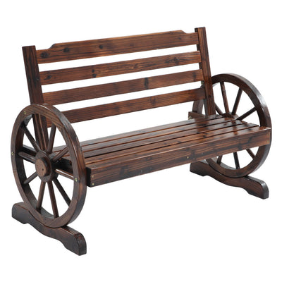 NNEDSZ Wooden Wagon Wheel Bench - Brown-0
