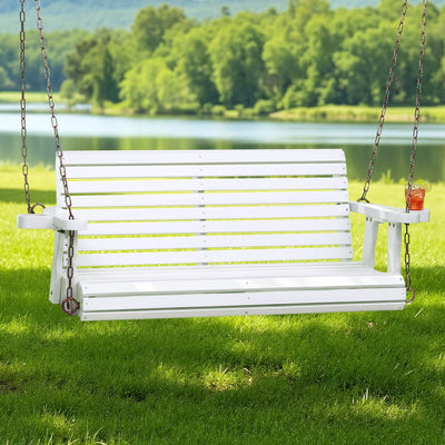 Gardeon Porch Outdoor Swing Chair With Cup Holder Wooden Furniture 2 Seater-0