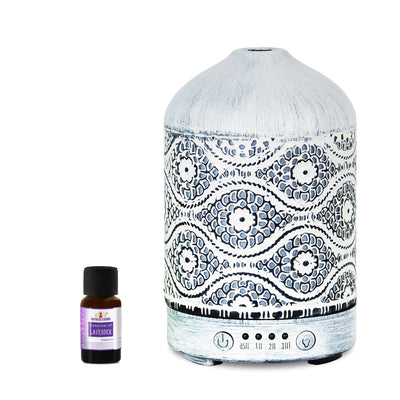 MBEAT® activiva Metal Essential Oil and Aroma Diffuser-Vintage White -100ml Built-in 7 LED colour changing Auto