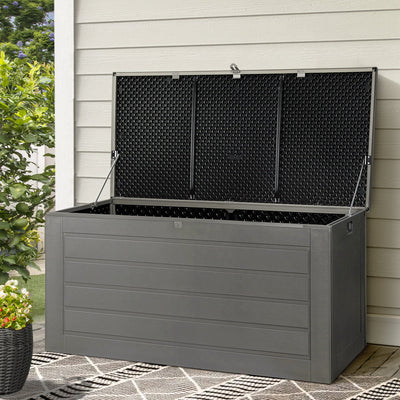 NNEDSZ Gardeon Outdoor Storage Box 680L Container Lockable Garden Bench Tool Shed Black-0