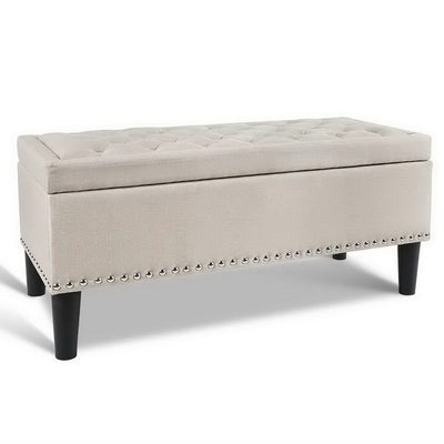 NNEDSZ Fabric Storage Ottoman - Taupe-0
