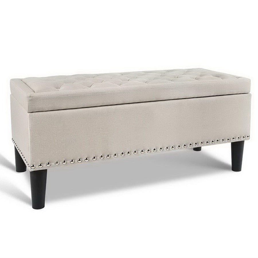 NNEDSZ Fabric Storage Ottoman - Taupe-0