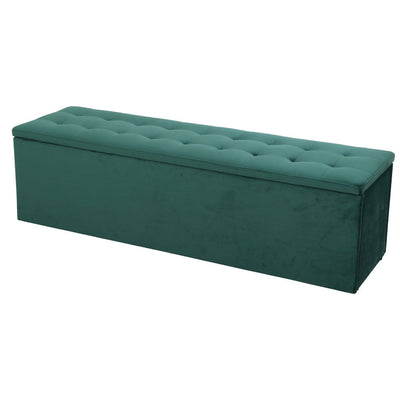 NNEDSZ Storage Ottoman Blanket Box Velvet Foot Stool Rest Chest Couch Green-0