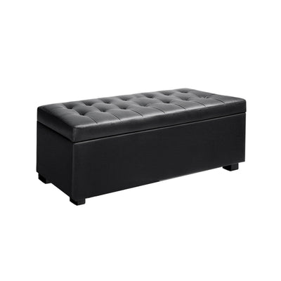 NNEDSZ  Leather Storage Ottoman - Black-0