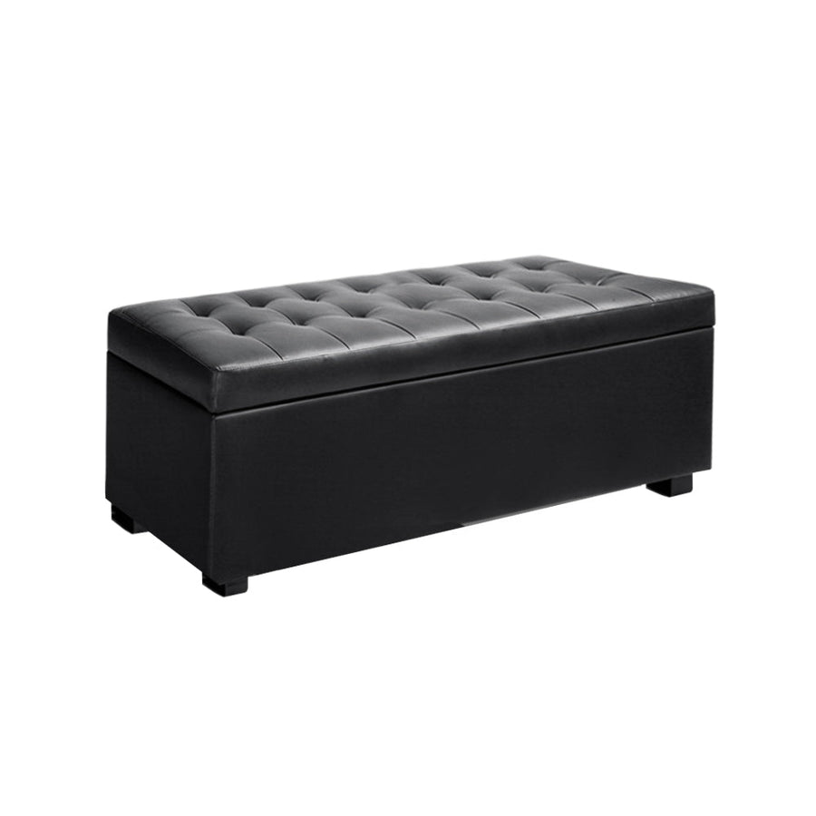 NNEDSZ  Leather Storage Ottoman - Black-0