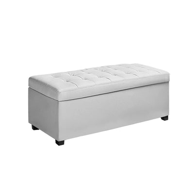 NNEDSZ  Large PU Leather Storage Ottoman - White-0