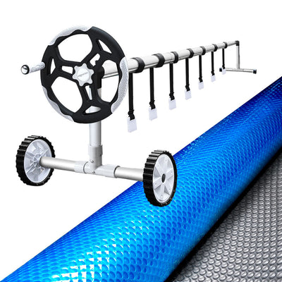 NNEDSZ Pool Cover 500 Micron 10x4m Swimming Pool Solar Blanket Blue Silver 5.5m Roller-0