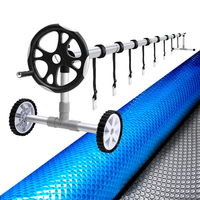 NNEDSZ Pool Cover 11x6.2m 400 Micron Silver Swimming Pool Solar Blanket 6.55m Roller-0