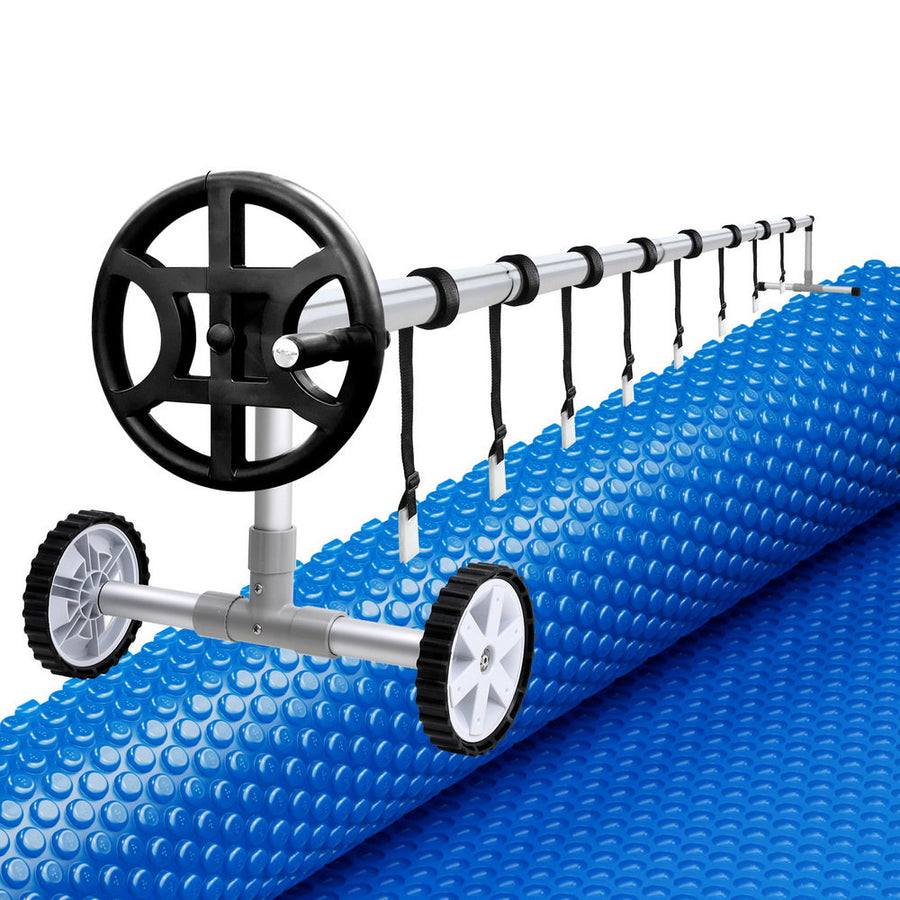 NNEDSZ Pool Cover 600 Micron 7x4m w/ Roller 4m Swimming Pools Solar Blanket-0