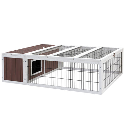 NNEDSZ Wooden Rabbit Hutch Chicken Coop Run Cage Habitat House Outdoor Large-0