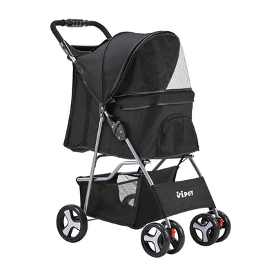 NNEDSZ 4 Wheel Pet Stroller - Black-0