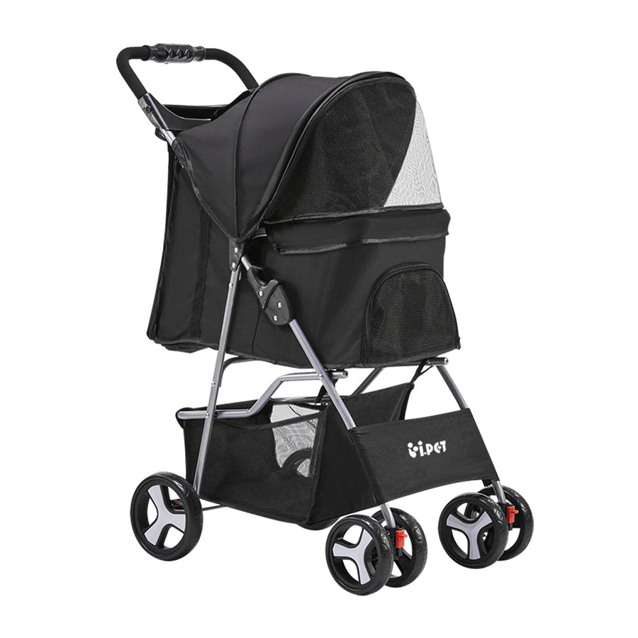 NNEDSZ 4 Wheel Pet Stroller - Black-0