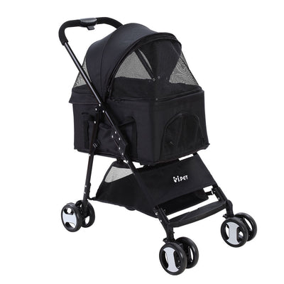 NNEDSZ Pet Stroller Dog Carrier Foldable Pram 3 IN 1 Middle Size Black-0