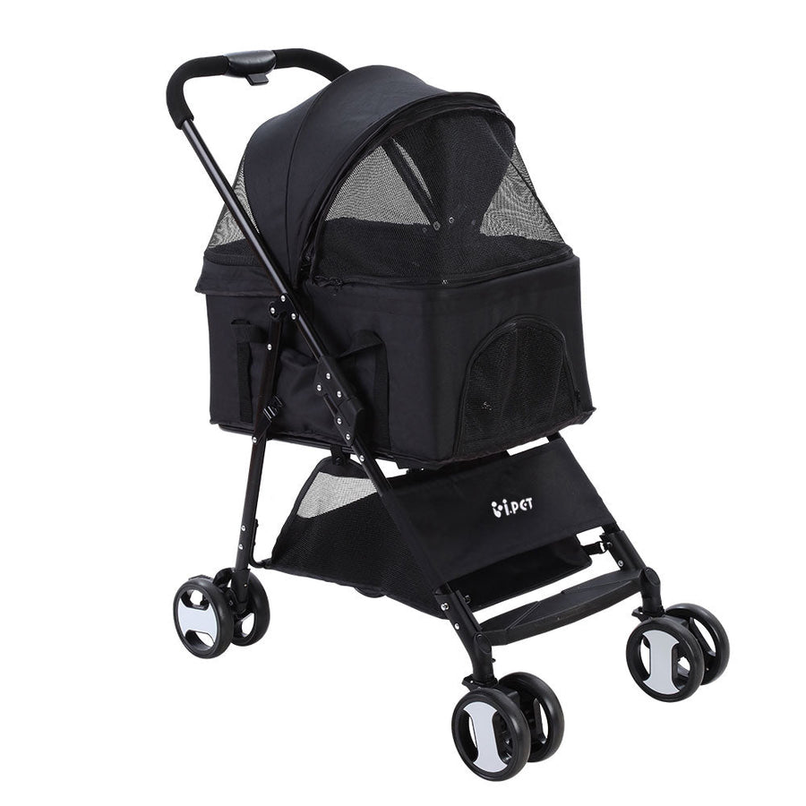 NNEDSZ Pet Stroller Dog Carrier Foldable Pram 3 IN 1 Middle Size Black-0