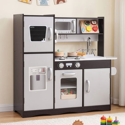 Keezi Kids Play Kitchen Pretend Toy Kitchen With Wooden Play Food Set