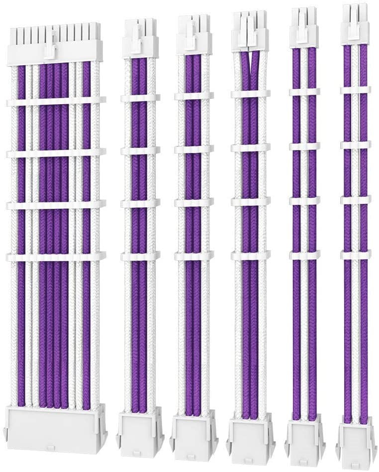 Antec PSU - Sleeved Extension Cable Kit V2 - Purple / White. 24PIN ATX