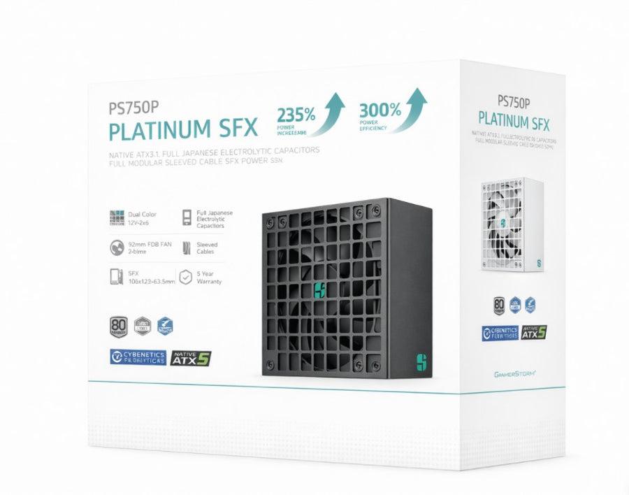 DEEPCOOL PS750P 750W Gamer Storm SFX12V V4.1 & ATX12V V3.1M Full Japanese Electroyltic Capacitors