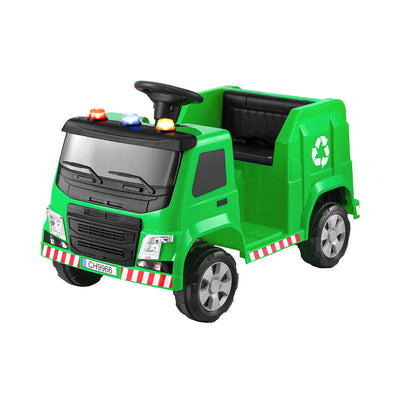 NNEDSZ Kids Ride On Car Garbage Truck Police Light 12V Electric Toys Cars Green-0