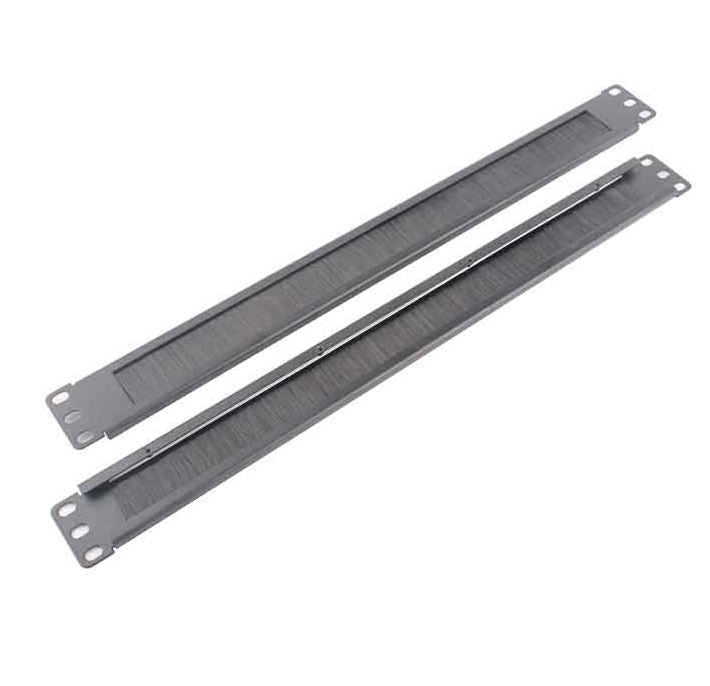LDR 1U 19" Cable Management Brush Rail (Brush Panel) - Black Metal Construction