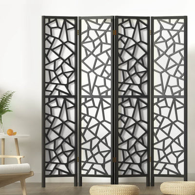 NNEDSZ Artiss 4 Panel Room Divider Screen 162x170cm Clover Black-0