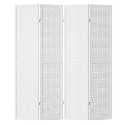 NNEDSZ 4 Panel Room Divider Screen 164x170cm Pegboard White-0
