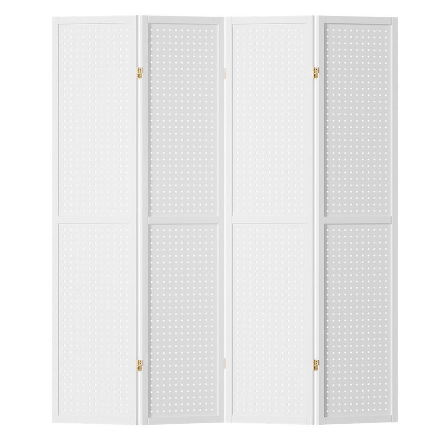 NNEDSZ 4 Panel Room Divider Screen 164x170cm Pegboard White-0