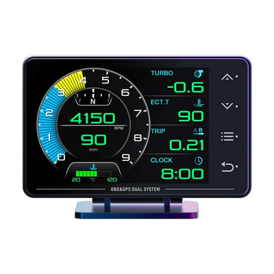 NNEOBA XS HUDGauge–Multi-Function OBD+GPS Car Instrument Black-0