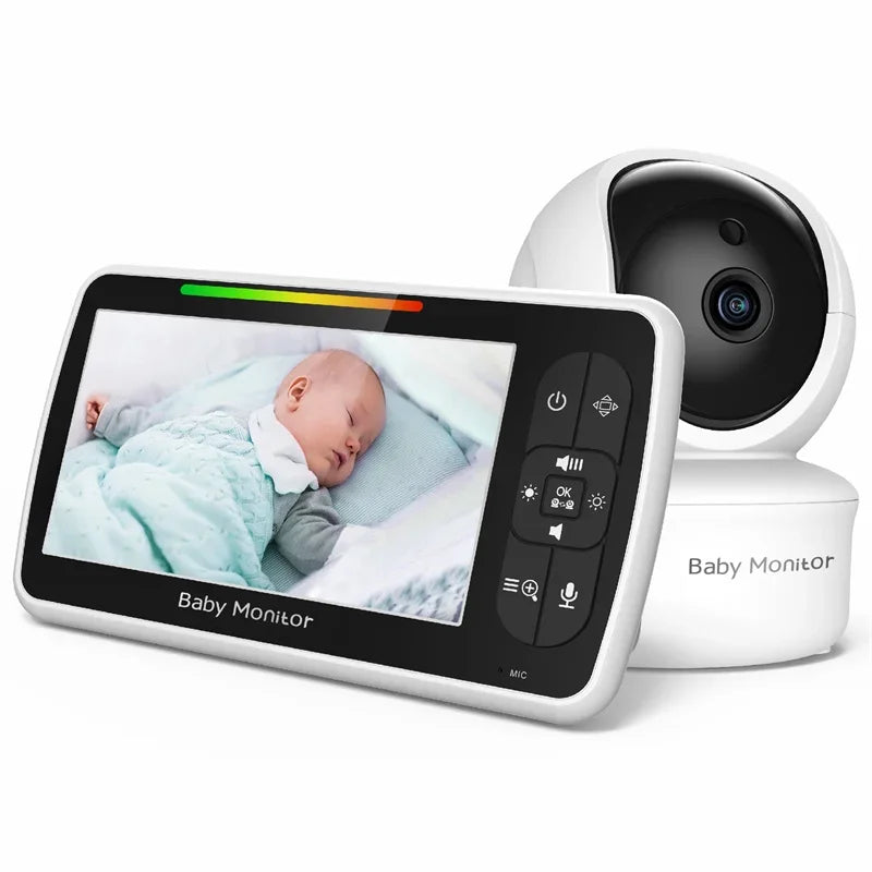 NNEOBA 5" Video Baby Monitor with Pan-Tilt-Zoom Camera – Two-Way Talk & Night Vision-0