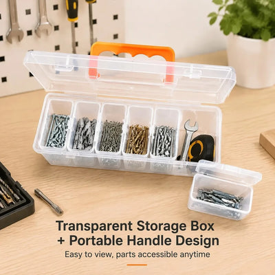 Hardware Tool Storage Box, Multi-Compartment Transparent Tool Organizer, Screw and Accessory Sorting Box, Household Screw, Wrenc