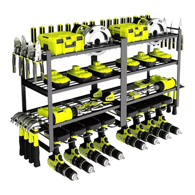 Wall-Mounted Tool Rack Hardware  Drill Handheld Drill Storage Organizer Metal Hole Board Display Storage Organizer