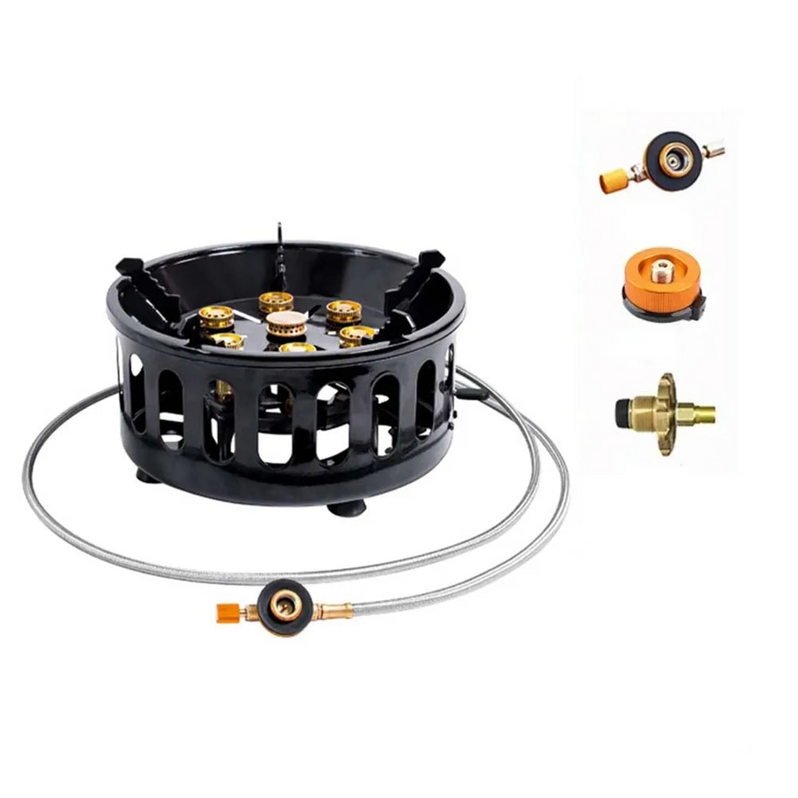 NNEOBA 19800W 7-Core Windproof Camping Stove High-Power Gas Burner Black-0