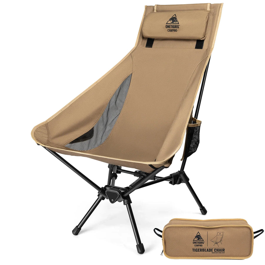 NNEOBA Portable High-Back Camping Chair Khaki-0