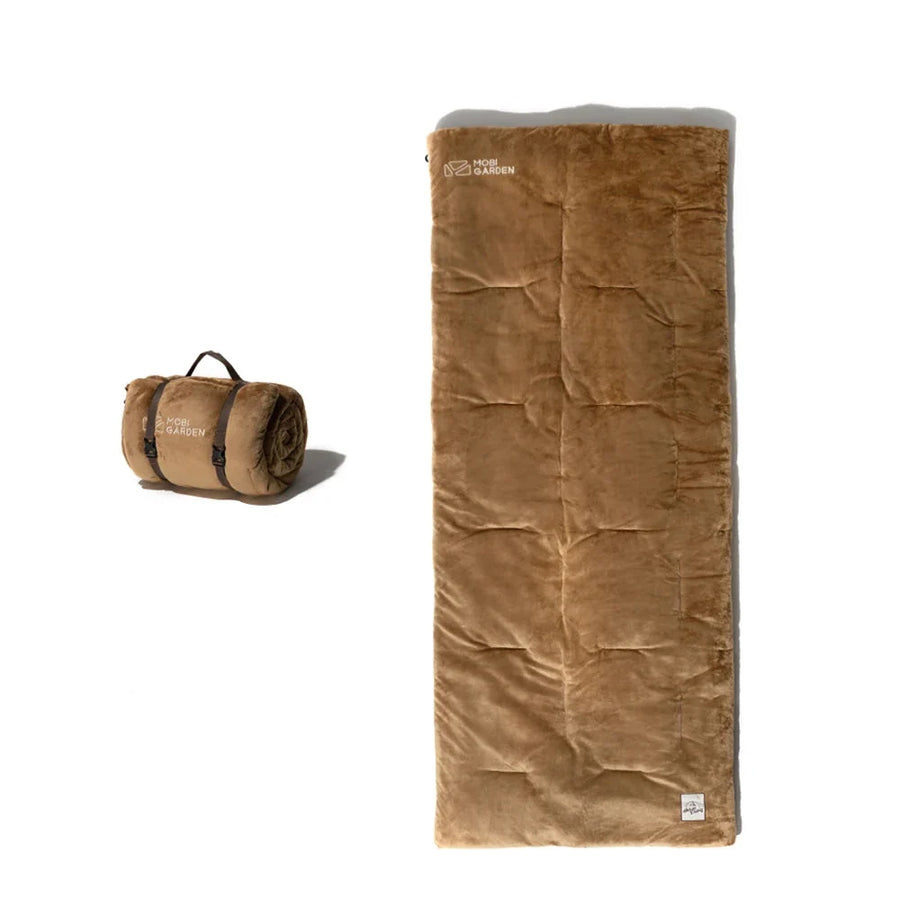 NNEOBA Portable Velvet Camping Sleeping Bag Cord Reel Storage Brown-0
