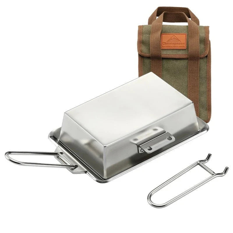 NNEOBA Portable Thickened Camping Frying Pan Silver-0