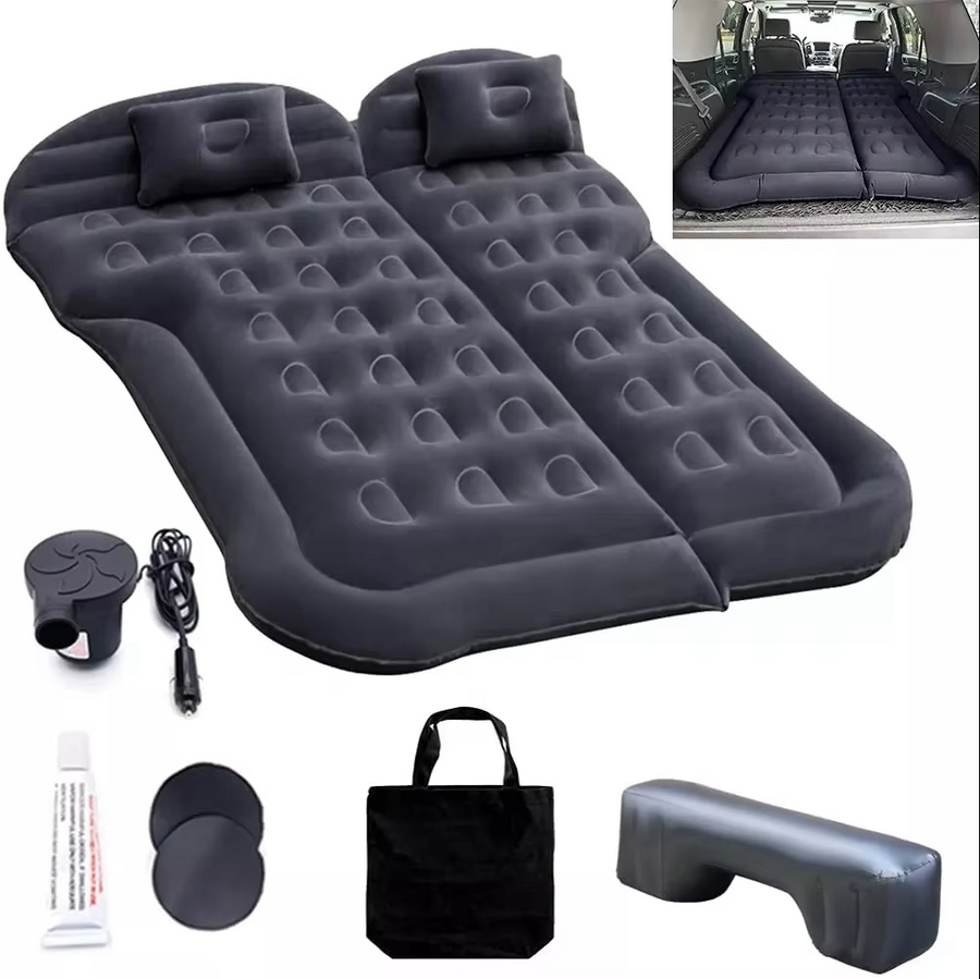 NNEOBA Portable Inflatable Car Air Mattress with Pillows Air Pump  Black-0