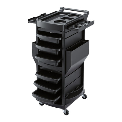 Embellir Salon Trolley 2 Lockable Doors 6 Tier Trays Mobile Hair Cart Black