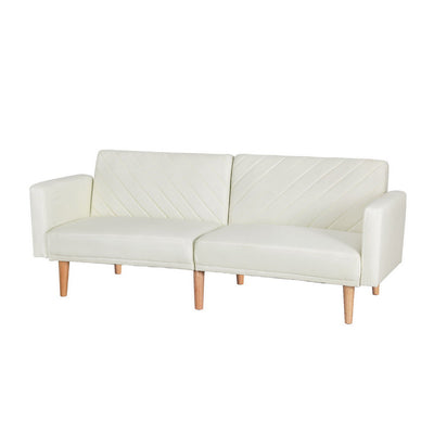 NNEDSZ Sofa Bed 3 Seater Tilted Faux Linen Beige-0