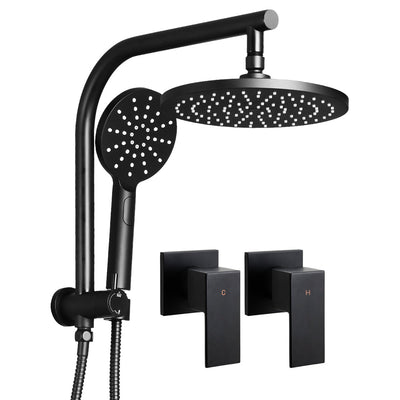 NNEDSZ 9 Rain Shower Head Taps Round Handheld High Pressure Wall Black-0
