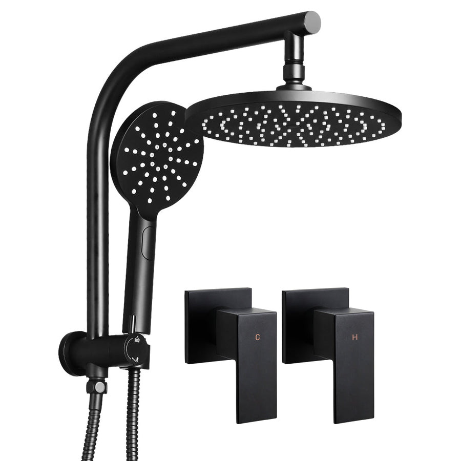 NNEDSZ 9 Rain Shower Head Taps Round Handheld High Pressure Wall Black-0