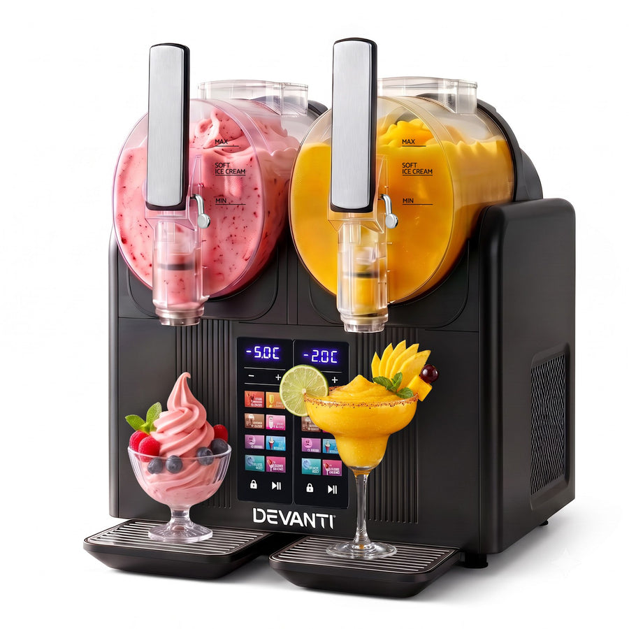 Devanti Slushie Machine 4L Dual Tanks Frozen Drink Ice Cream Maker