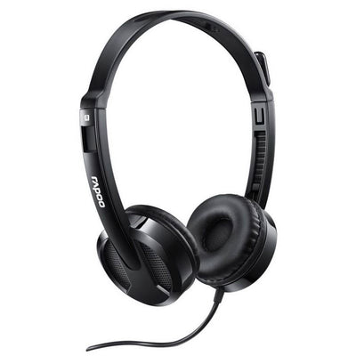 Rapoo H100 Wired Stereo Headsets - HD Voice Rotary Microphone Volume Adjustment 3.5mm Headphones with Audio split