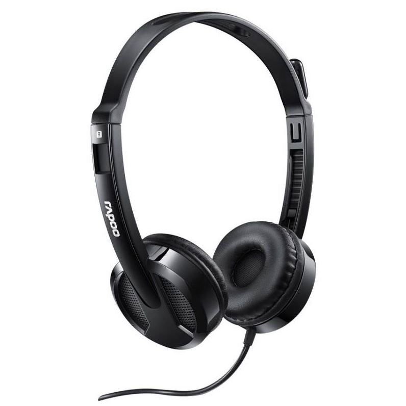Rapoo H100 Wired Stereo Headsets - HD Voice Rotary Microphone Volume Adjustment 3.5mm Headphones with Audio split